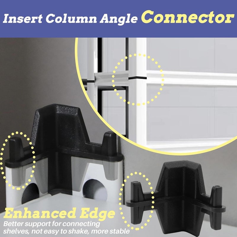 Terixe Post Inserts Connectors for Whalen and Costco 5 Shelf Heavy Duty Shelving Unit - PP Plastic, Injection Molded, Sturdy Support - Black (20 Post Corner Connectors and 20 Post Caps) - Image 5